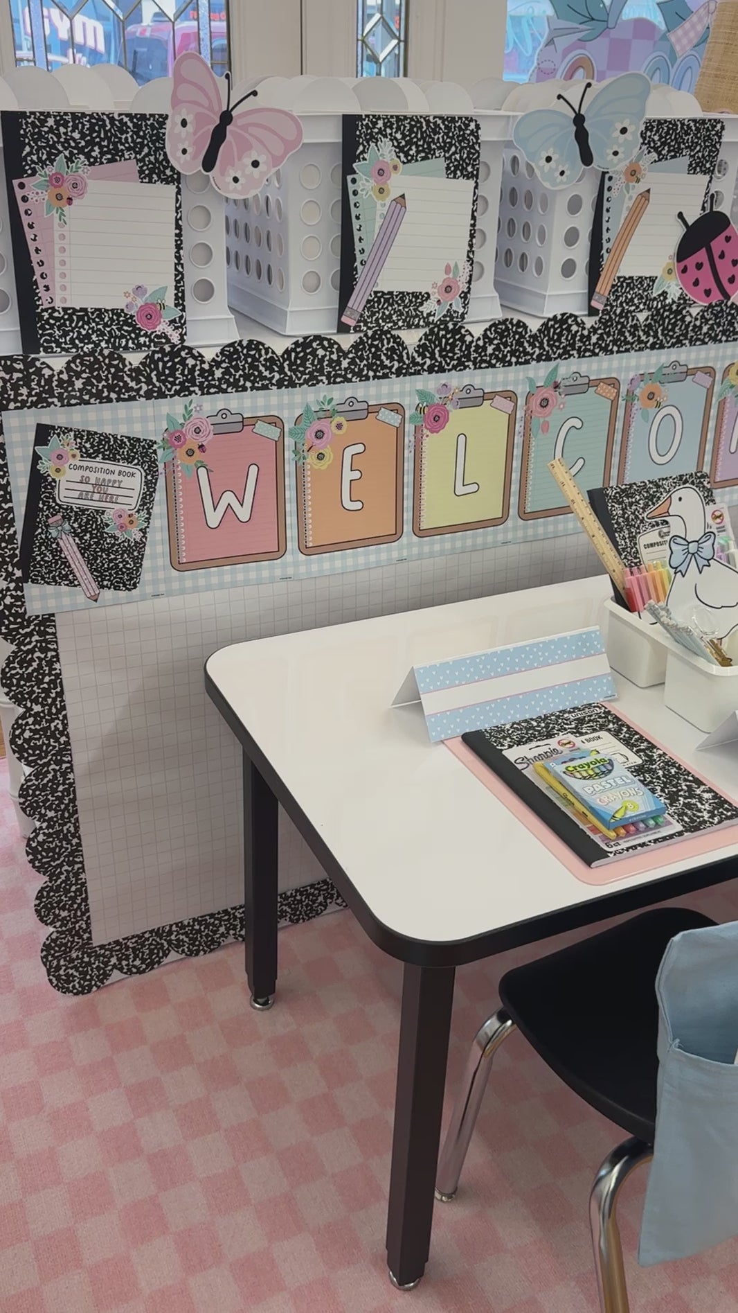 rainbow pastel welcome bulletin board set 