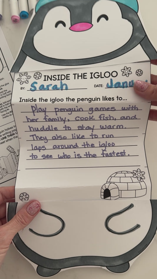 Printable January Fold Out Penguin Writing Craftivity