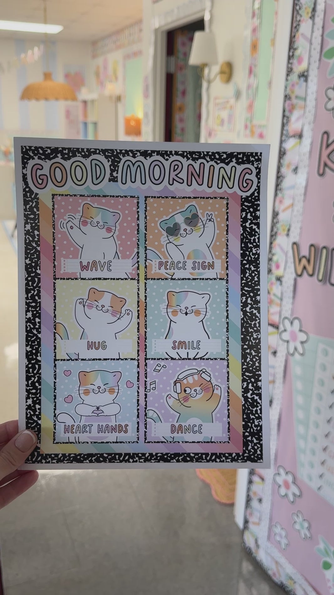 cat good morning classroom posters 
