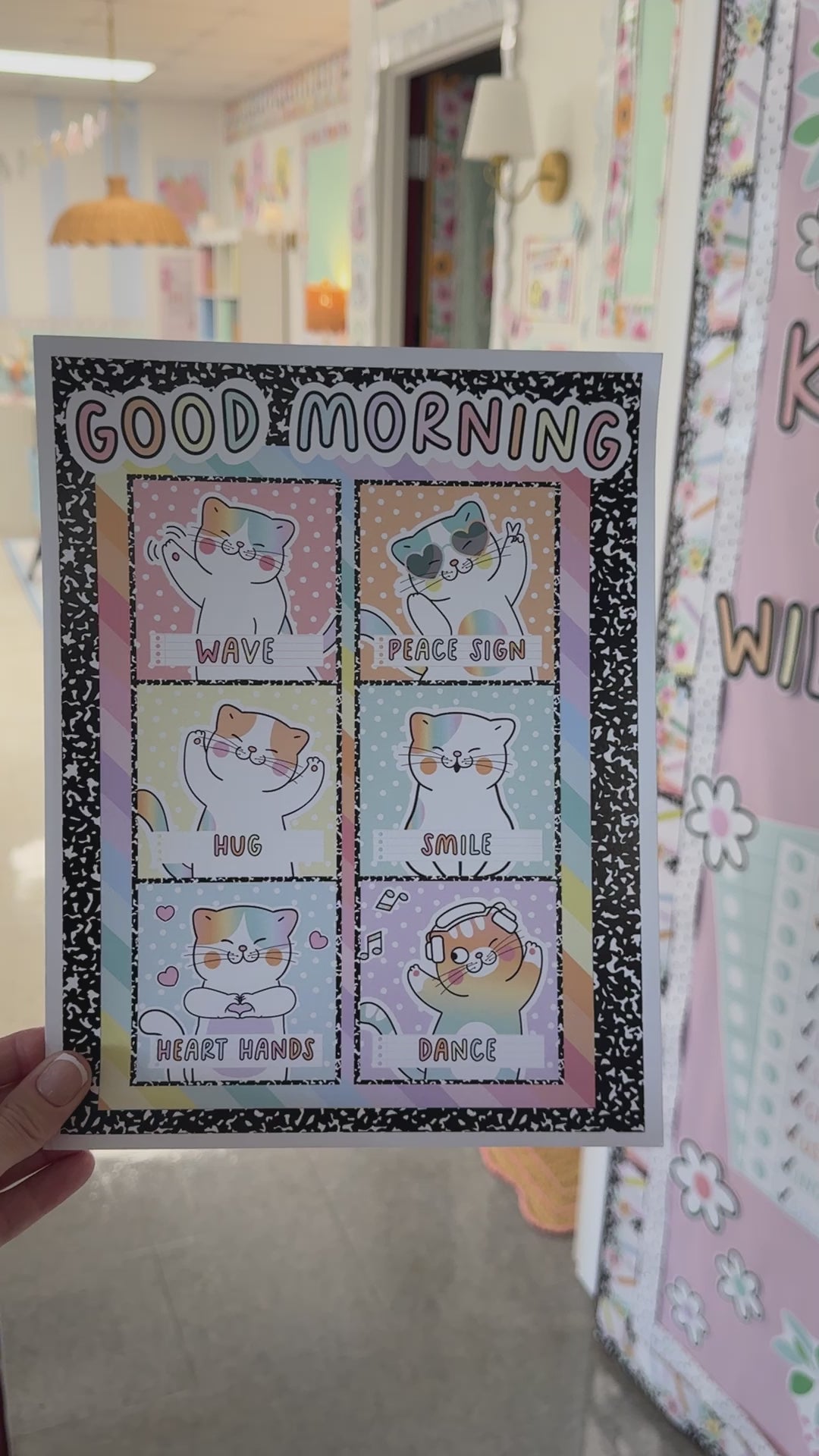 cat good morning classroom posters 
