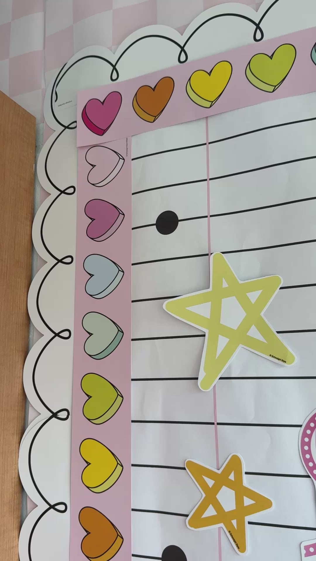 cross my heart rainbow pastel bulletin board border 