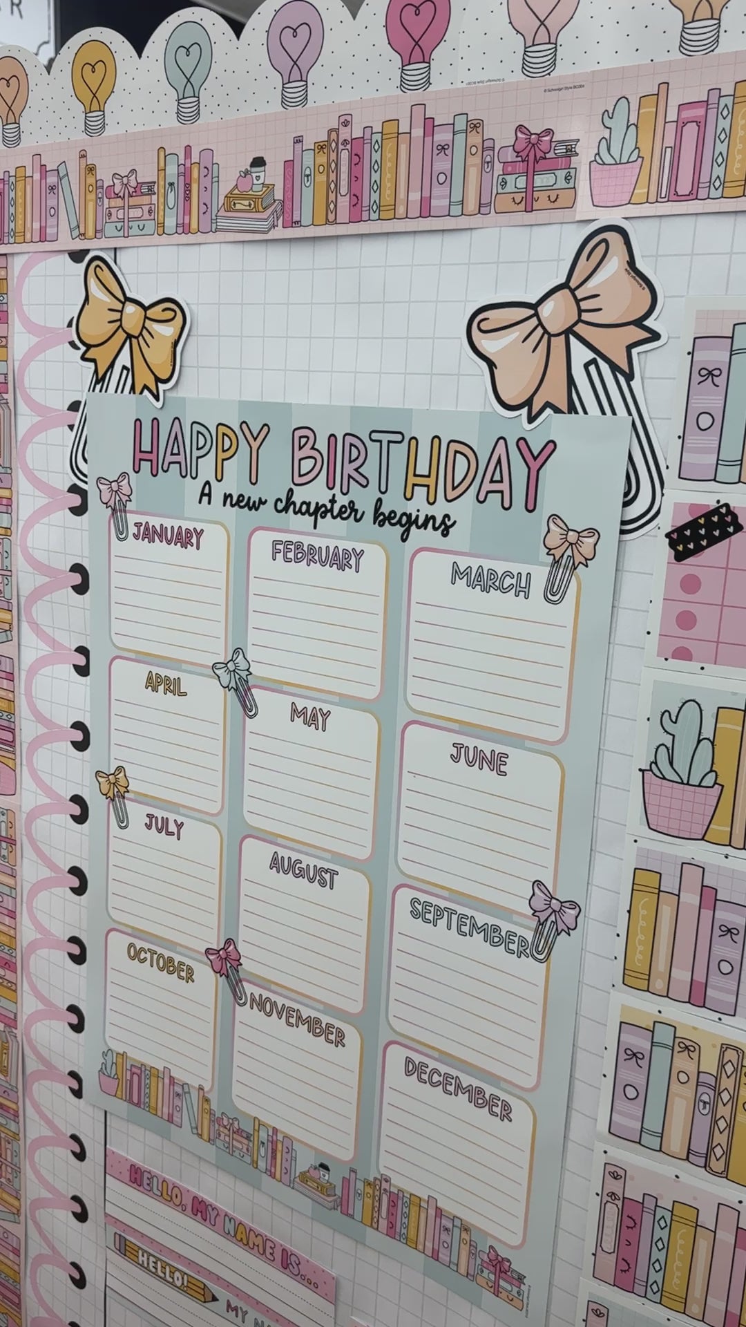 Boho pastel birthday chart with months 