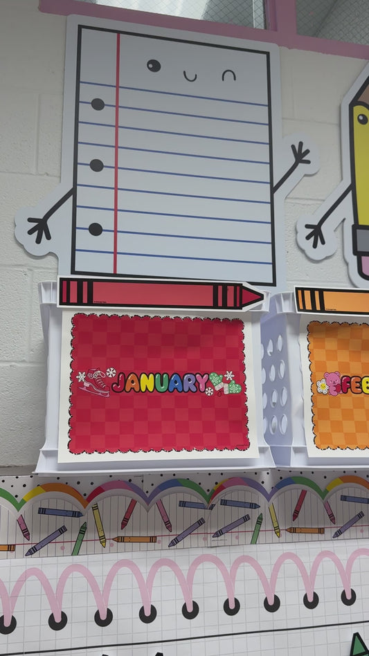 Printable Bright Rainbow Monthly Bins | School Days