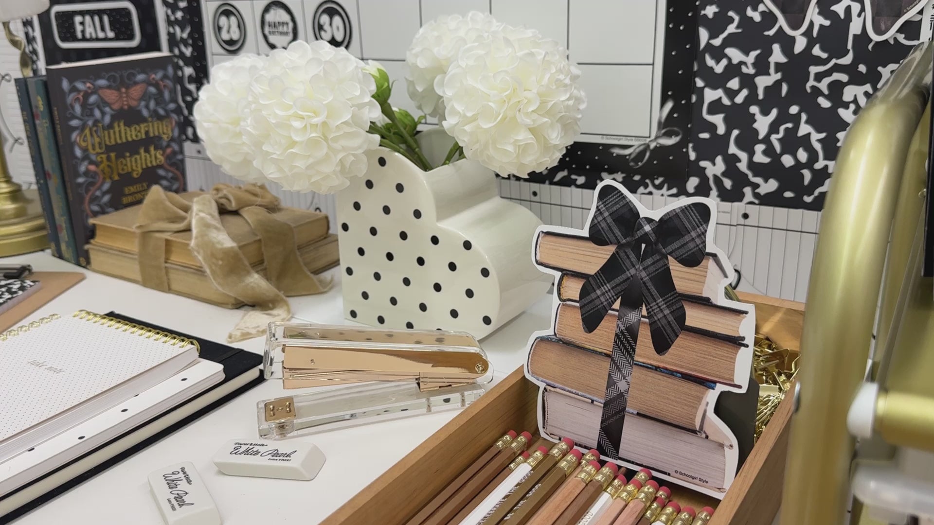 Black and white bow printed 12 drawer cart labels 