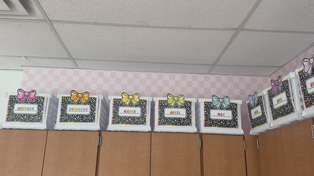 rainbow pastel seasonal bin labels 