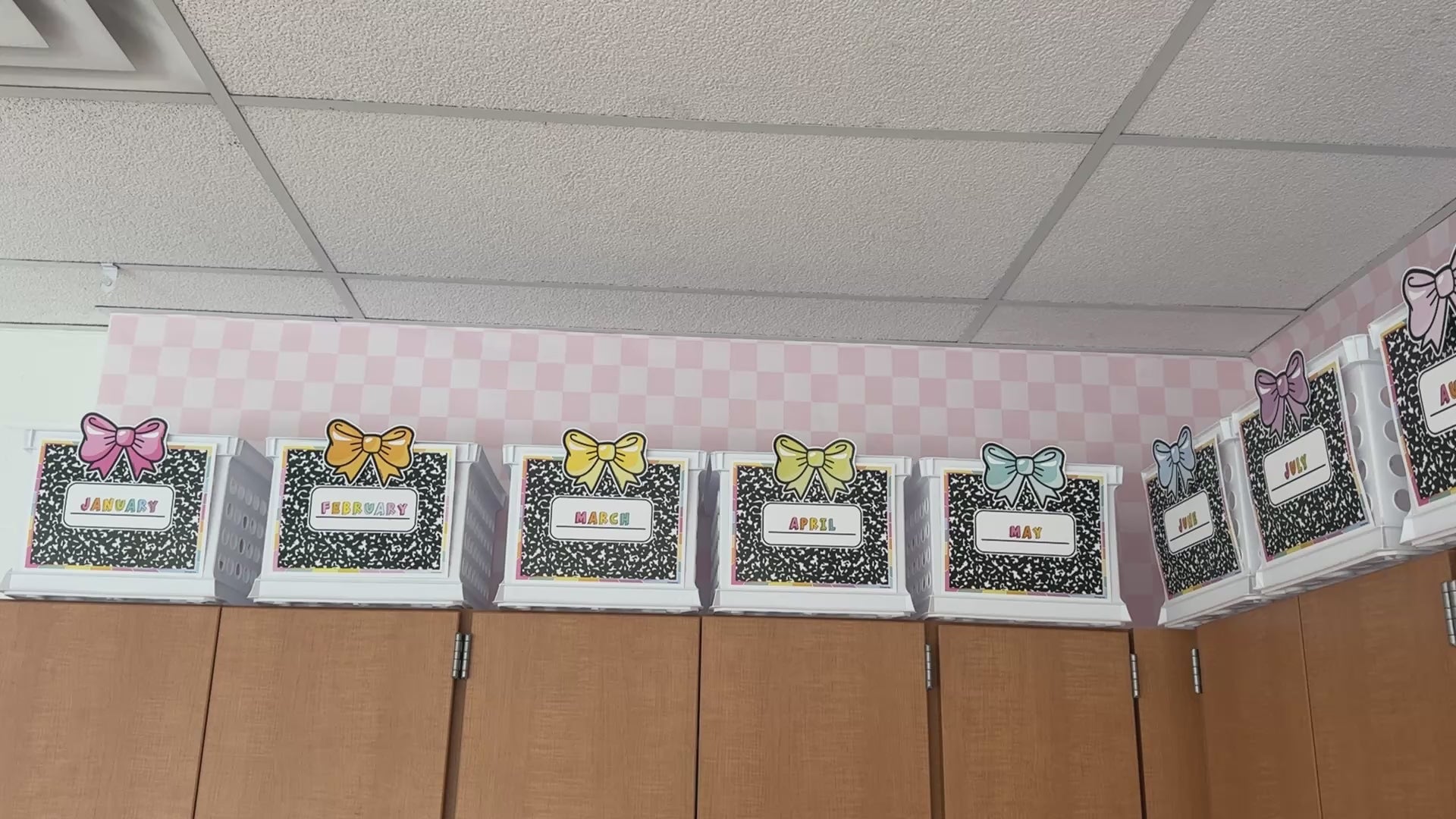 rainbow pastel seasonal bin labels 