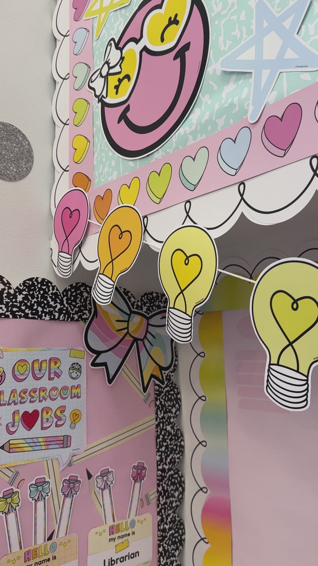 Rainbow pastel classroom jobs bulletin board set 