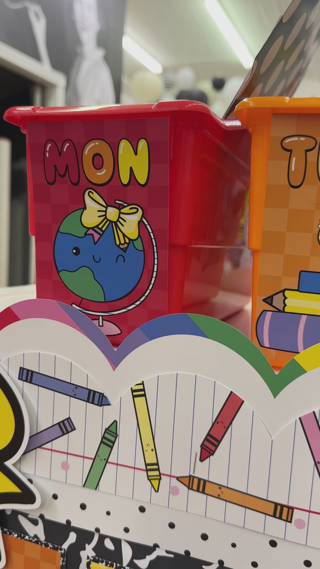 Bright rainbow daily bin labels