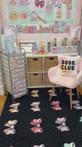 Load and play video in Gallery viewer,  Pastel bows with black and white polka dots rug 

