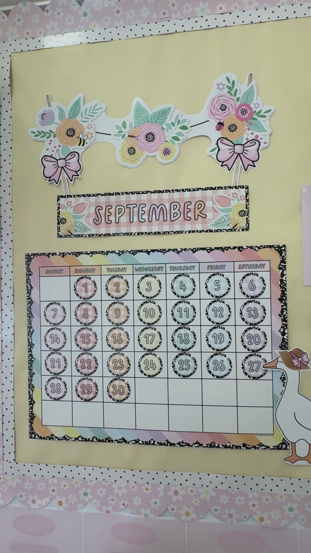 Pastel bulletin board calendar 