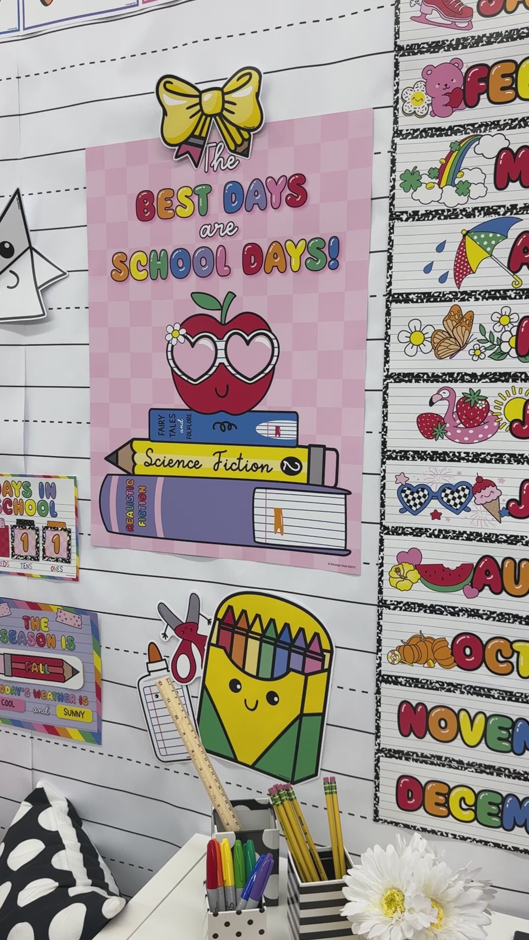 School days bright rainbow classroom poster 