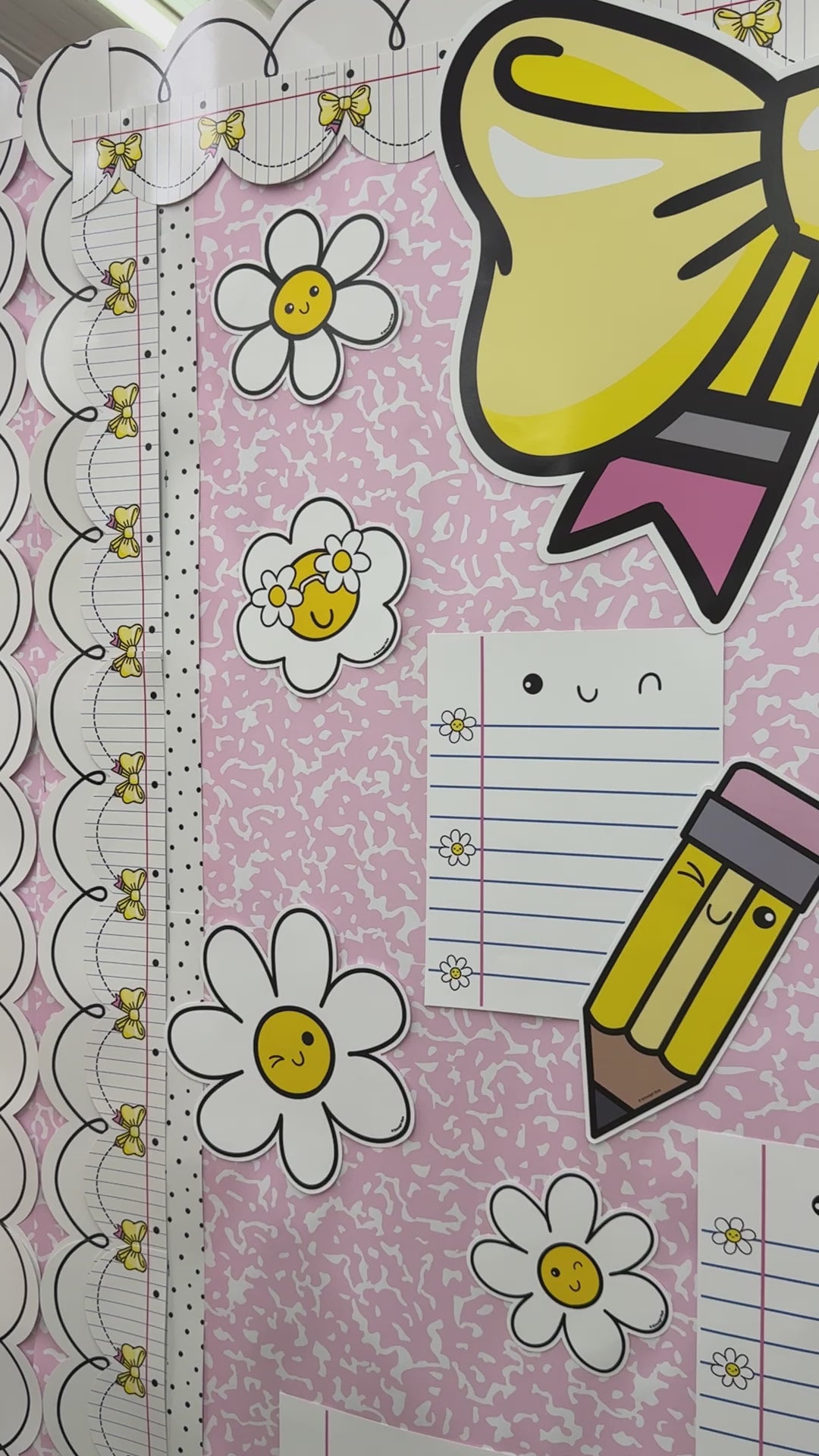 Notebook paper with daisies bulletin board cutouts 