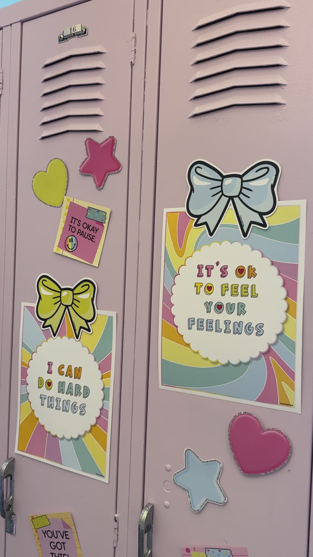 Rainbow pastel puff hearts bulletin board cutouts  