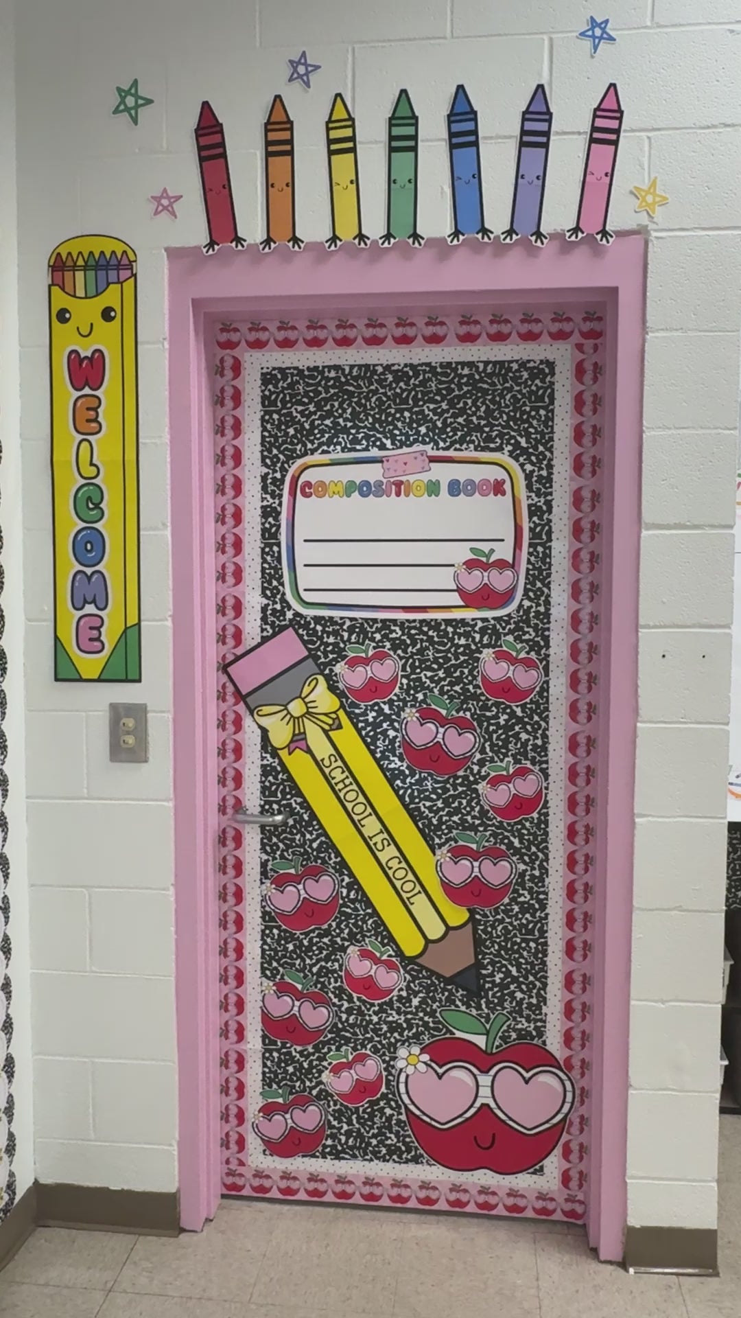 bright rainbow school supplies buddies toppers