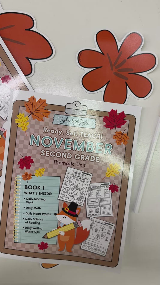 Printable Second Grade November Thematic Unit Bundle