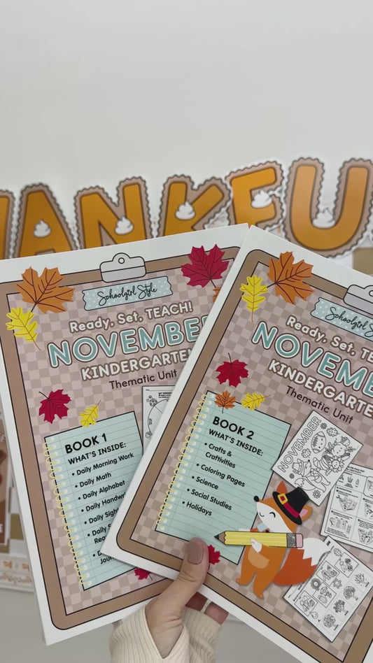 Printable Kindergarten November Thematic Unit Bundle