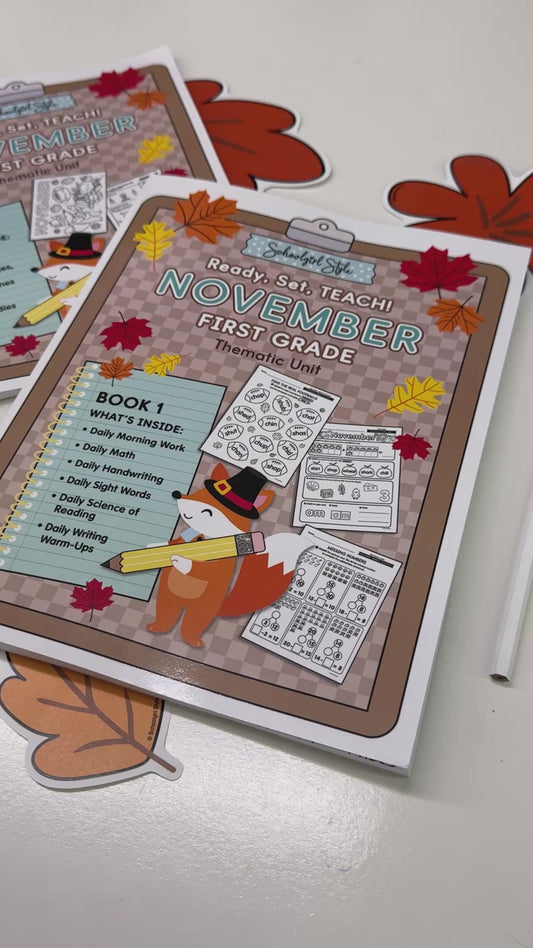Printable First Grade November Thematic Unit Bundle