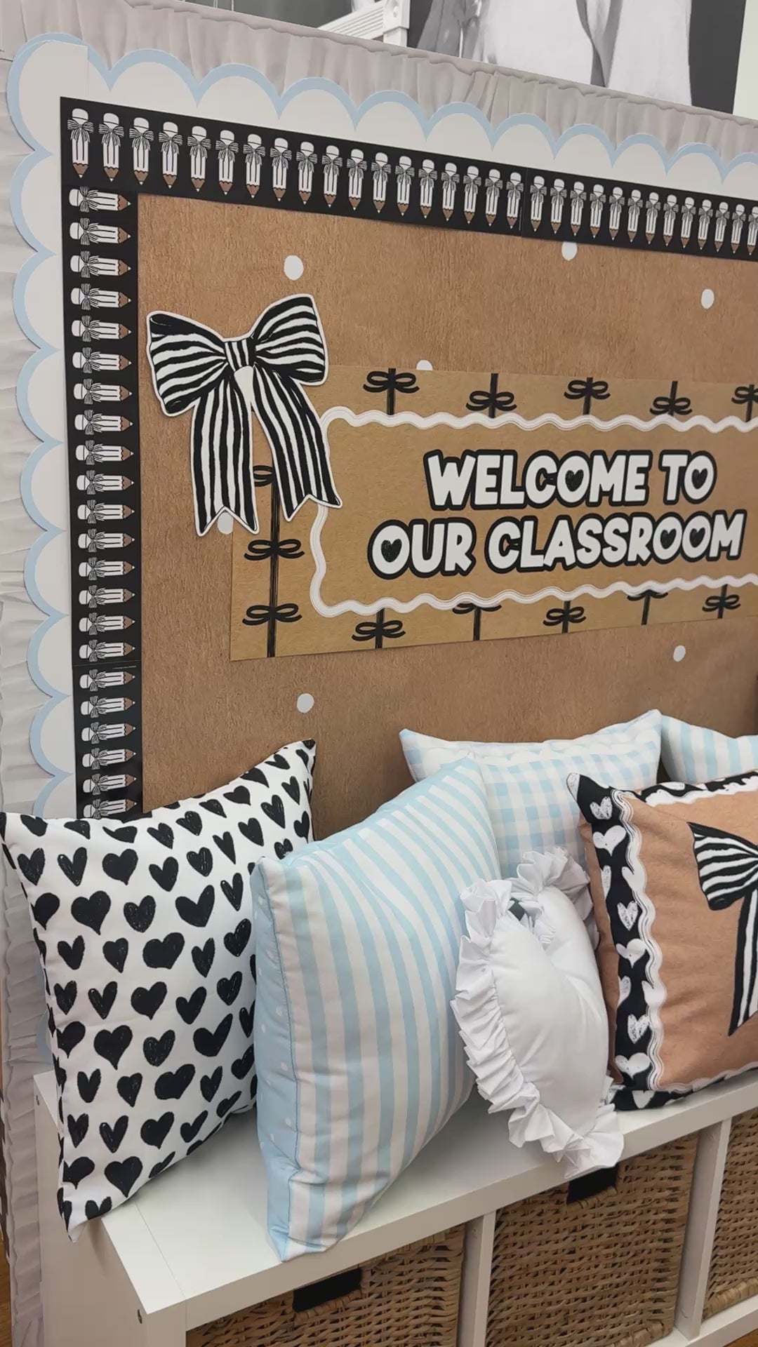 simply sweet classic black and white hello door topper