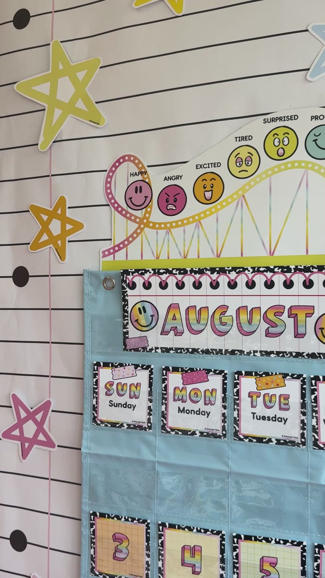 Rainbow pastel calendar topper emojis