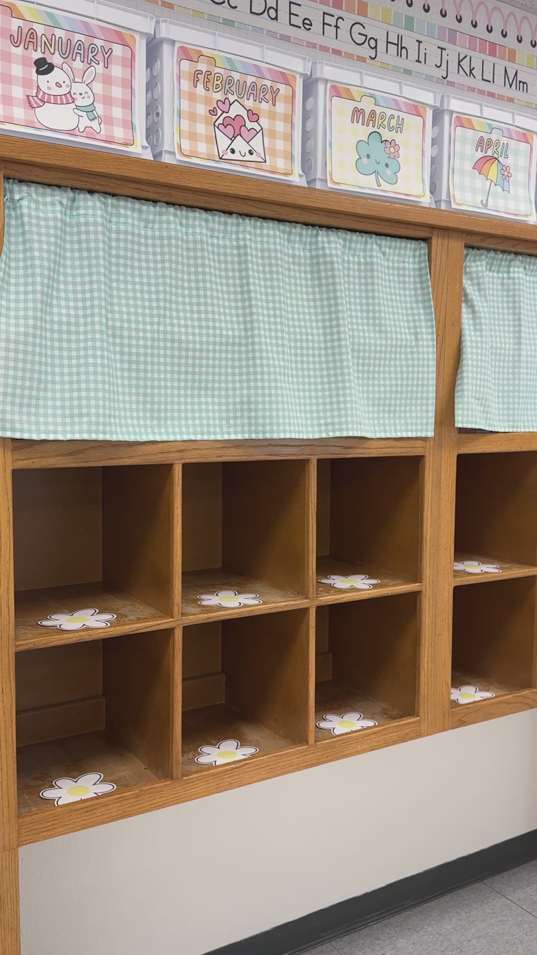 Pastel seasonal bin labels with months 