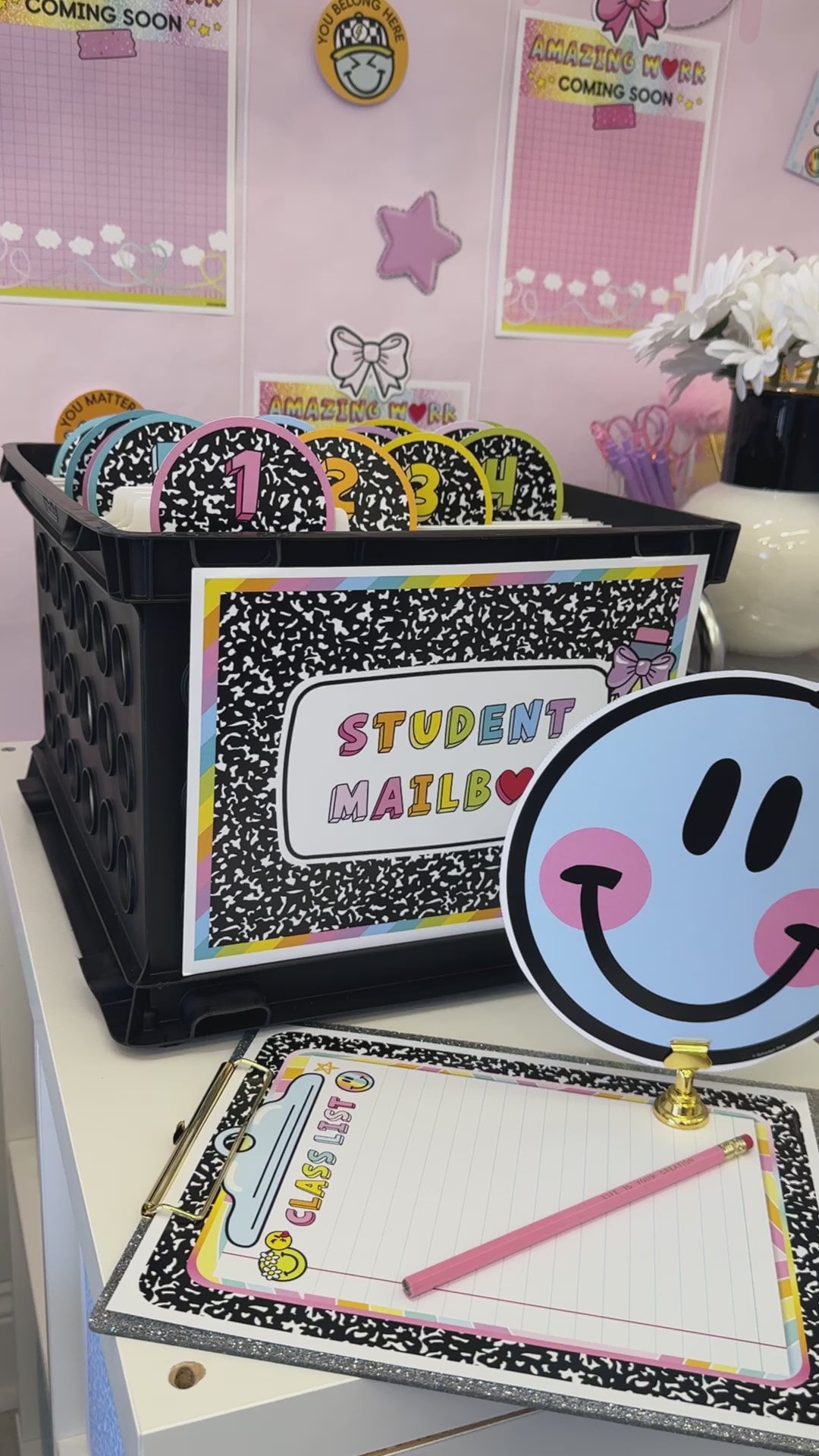 Rainbow pastel blue locker 10 drawer editable classroom cart labels 