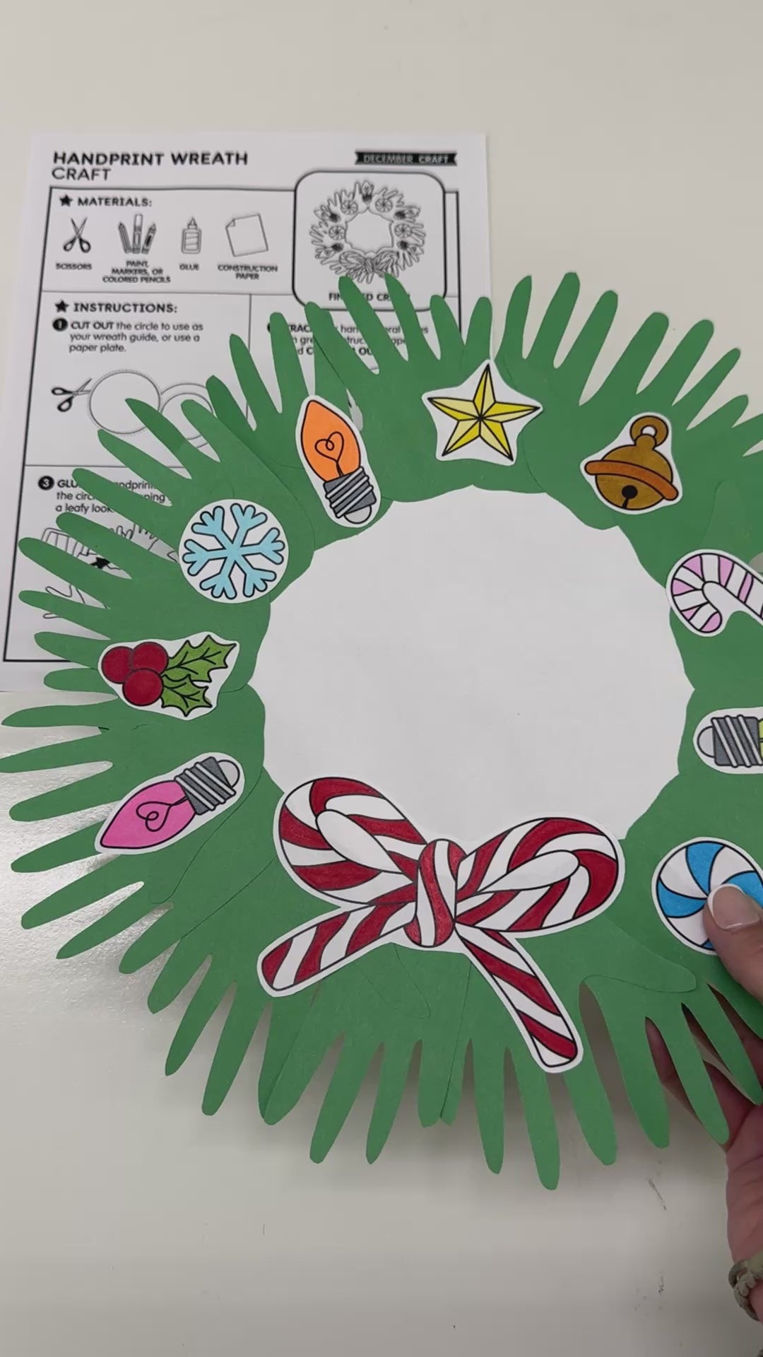 Printable December Handprint Wreath Craft