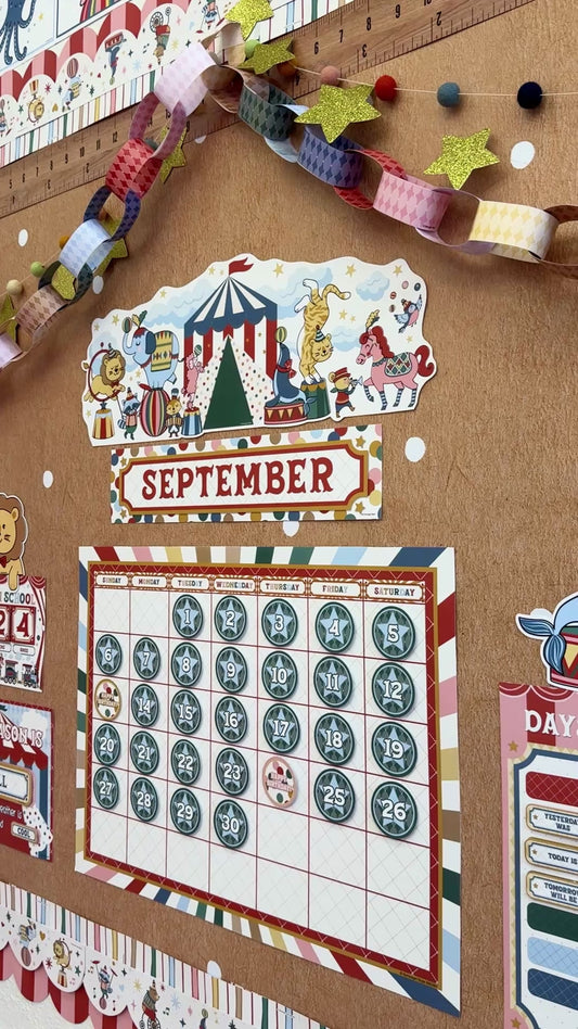 storybook circus calendar topper