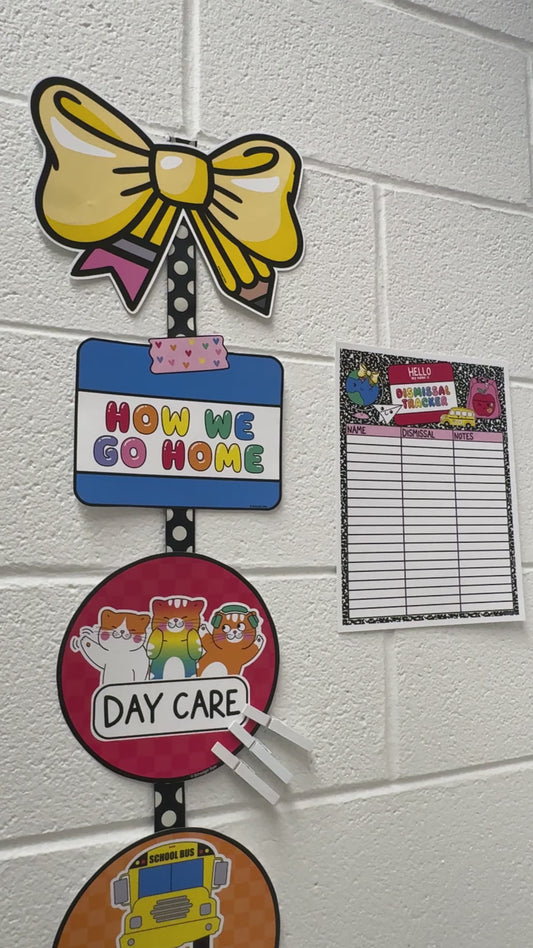 Printable Bright Rainbow Dismissal Tracker | School Days