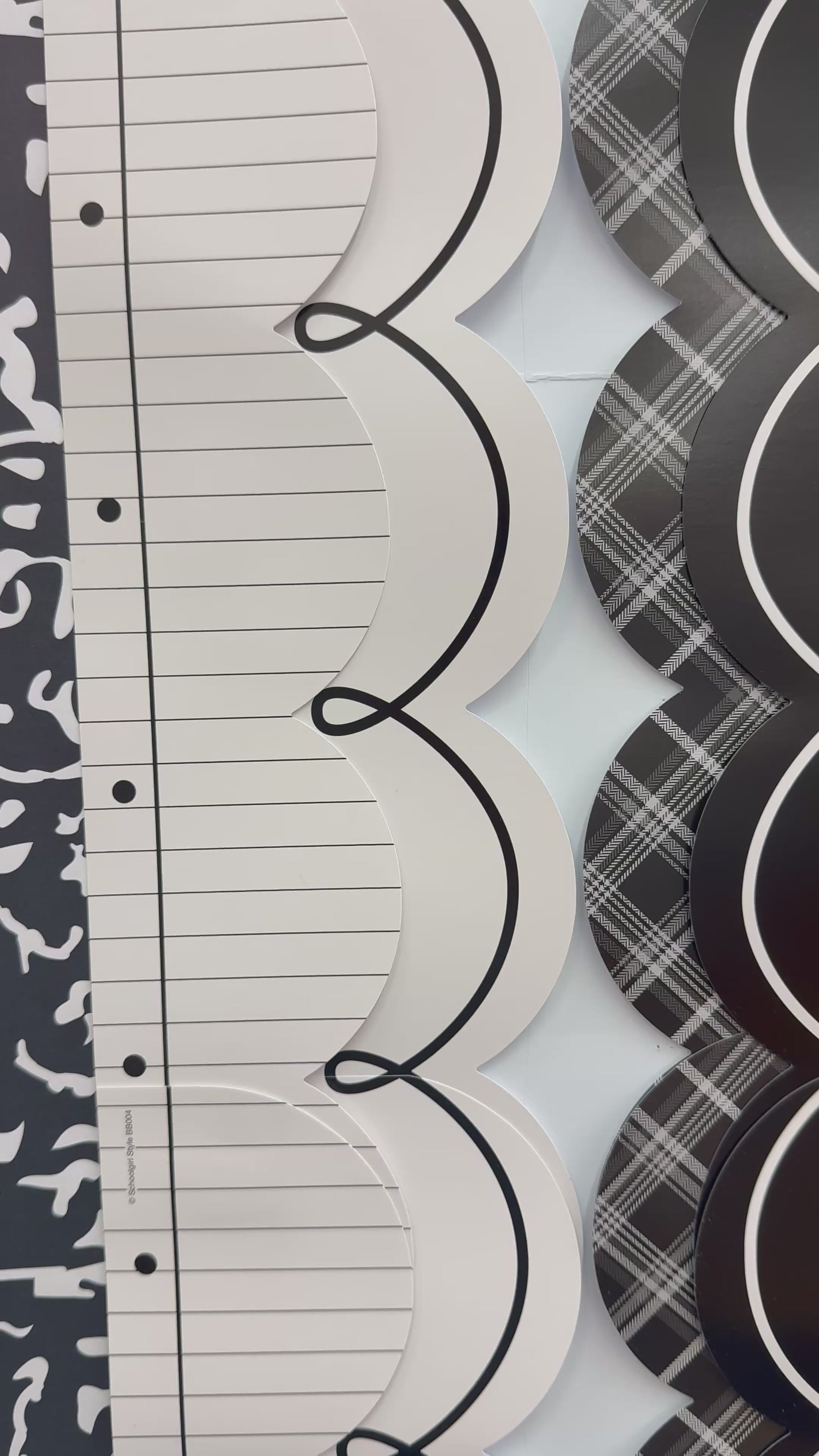 White with black outline border 