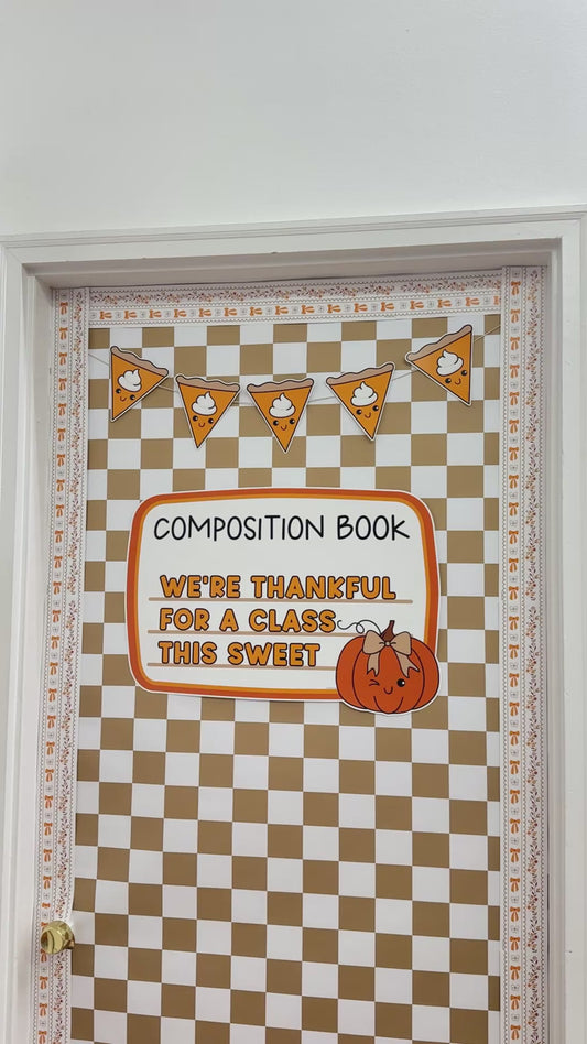 A Slice of Gratitude Thanksgiving Pre-Printed Door Decor Bulletin Board Set
