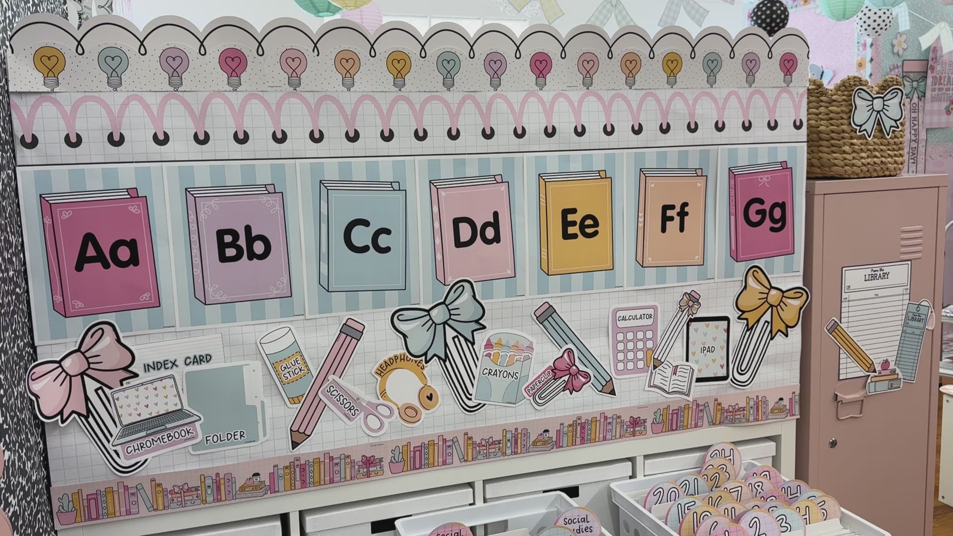 Boho pastel classroom supplies cutouts 