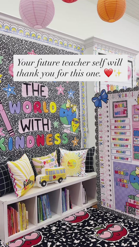 Printable Rainbow Editable Organized Teacher System Bin | School Days