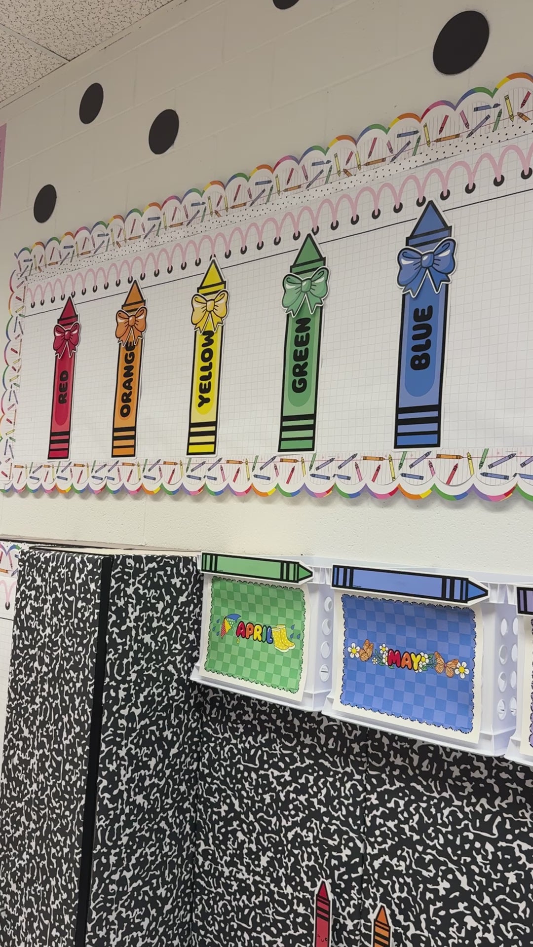 bright rainbow crayons with color names bulletin board cutouts 