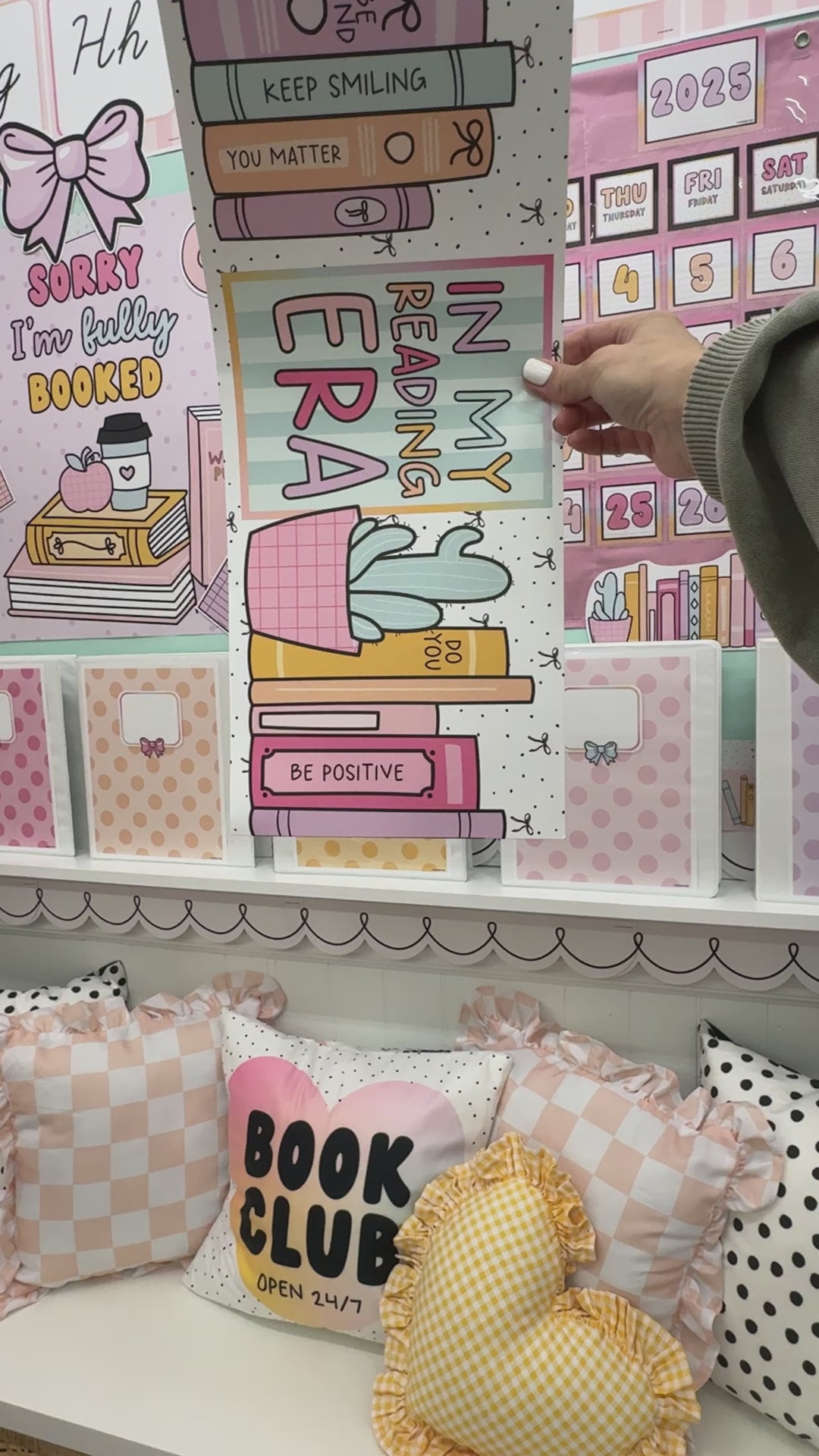 Boho pastel in my reading era bookshelf 