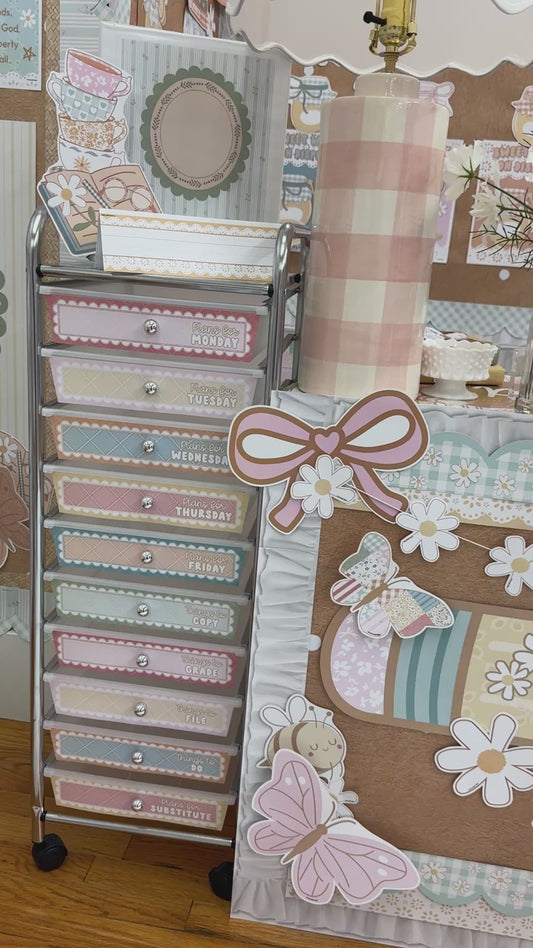 miss honey cottage classroom editable drawer cart labels