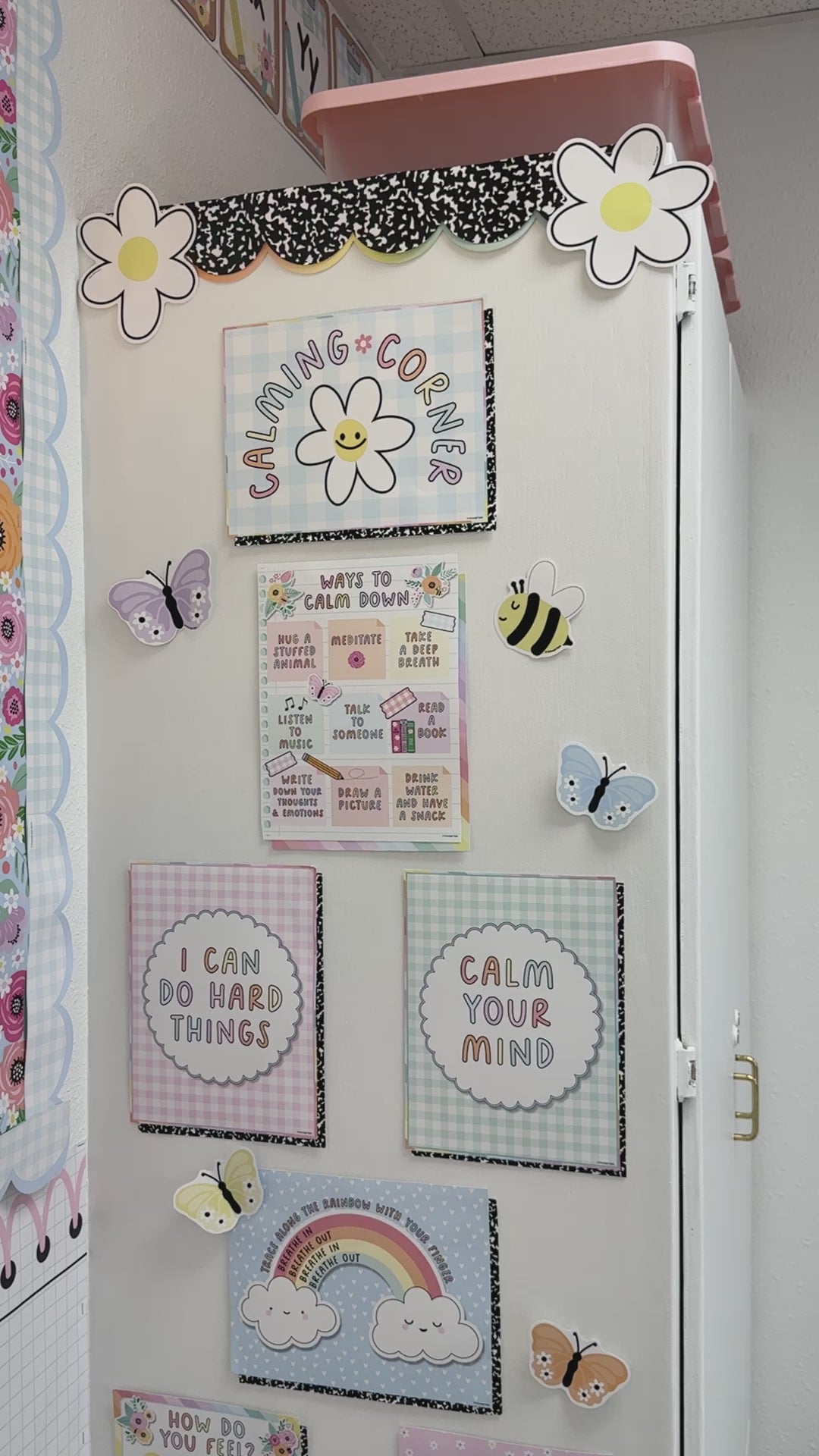 Pastel calming corner bulletin board set 