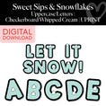 Load image into Gallery viewer, Printable Winter Checkerboard Whipped Cream Uppercase Letters | Sweet Sips and Snowflakes
