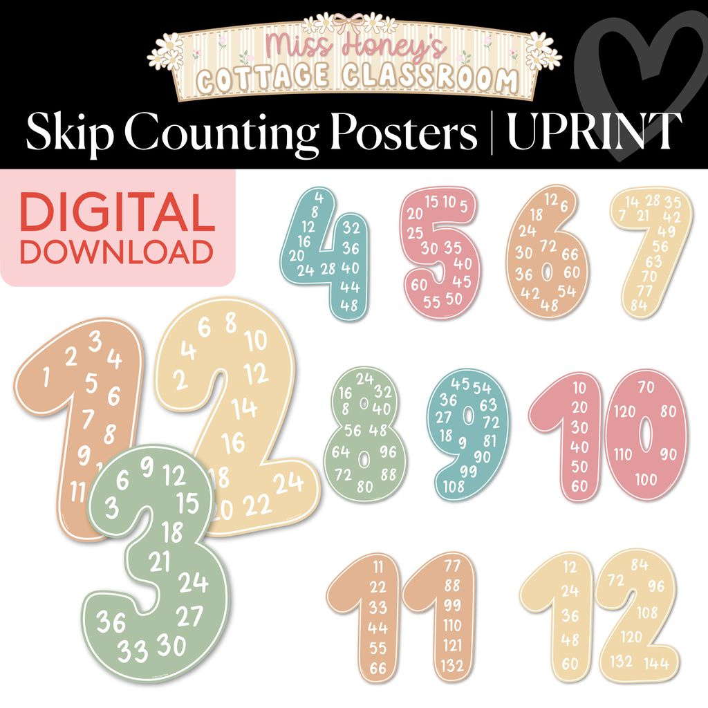 Printable Calming Skip Counting Posters | Miss Honey's Cottage Classroom