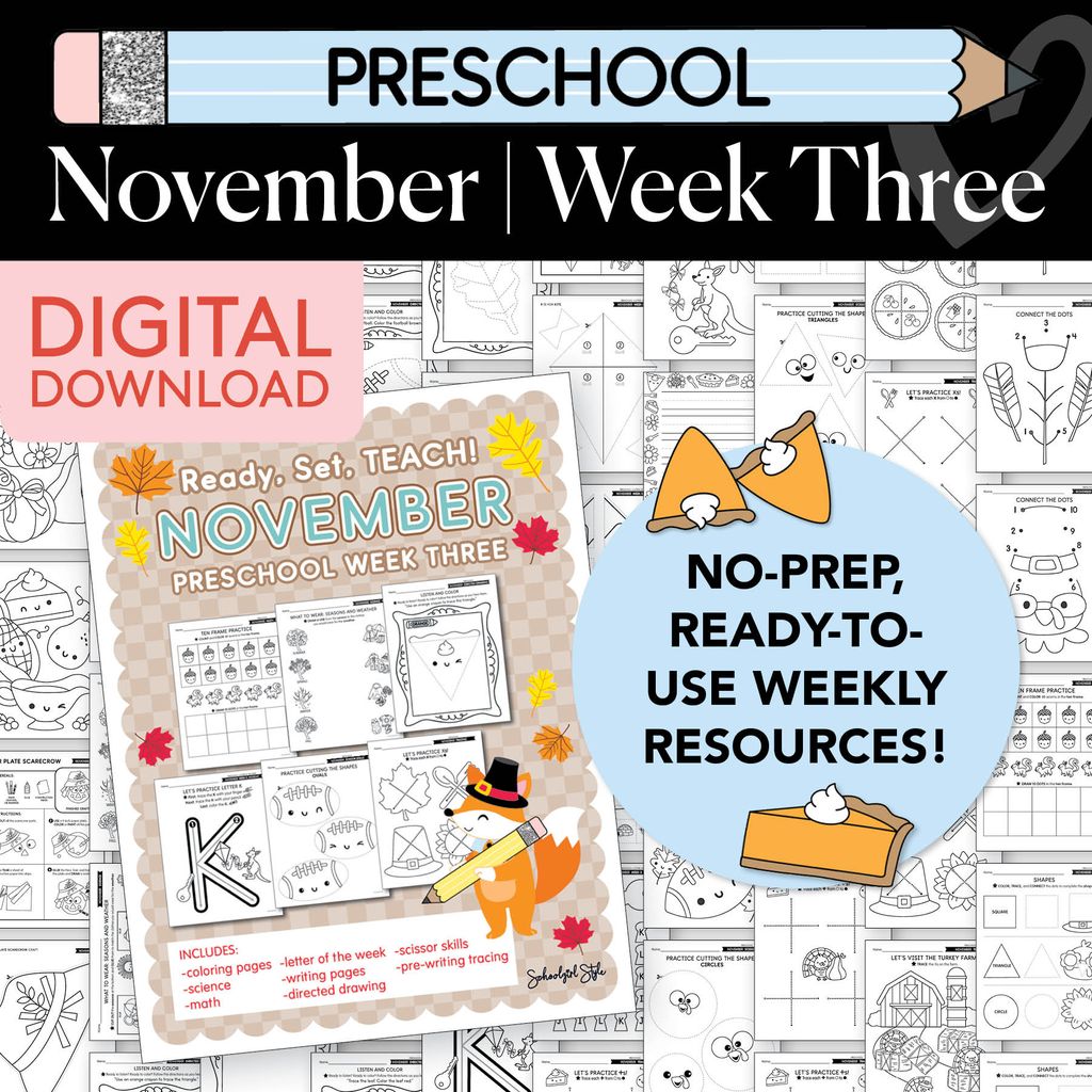 Printable Preschool November Week 3 Resources