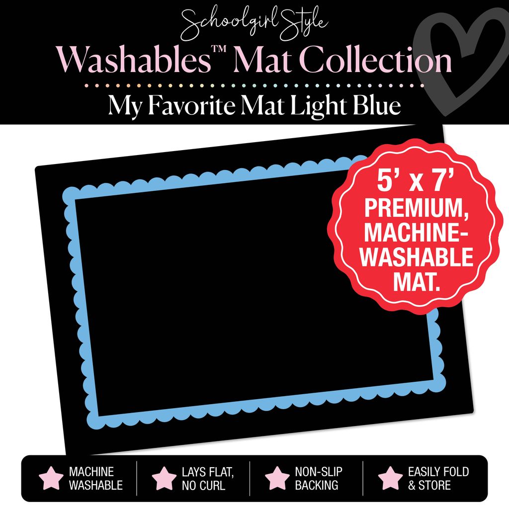 Light Blue Scallop Border Classroom Mat by Schoolgirl Style