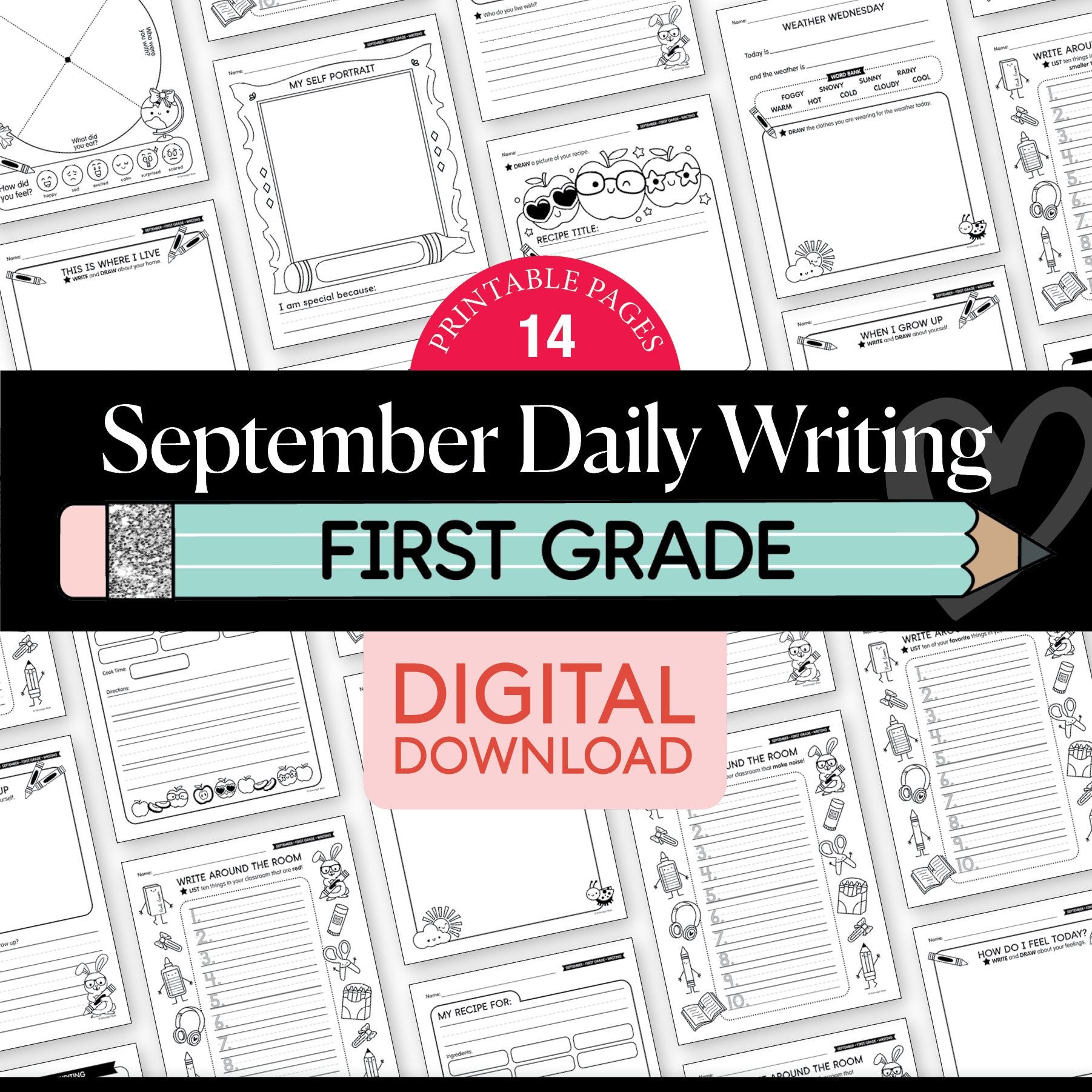 First Grade September Daily Writing Worksheets