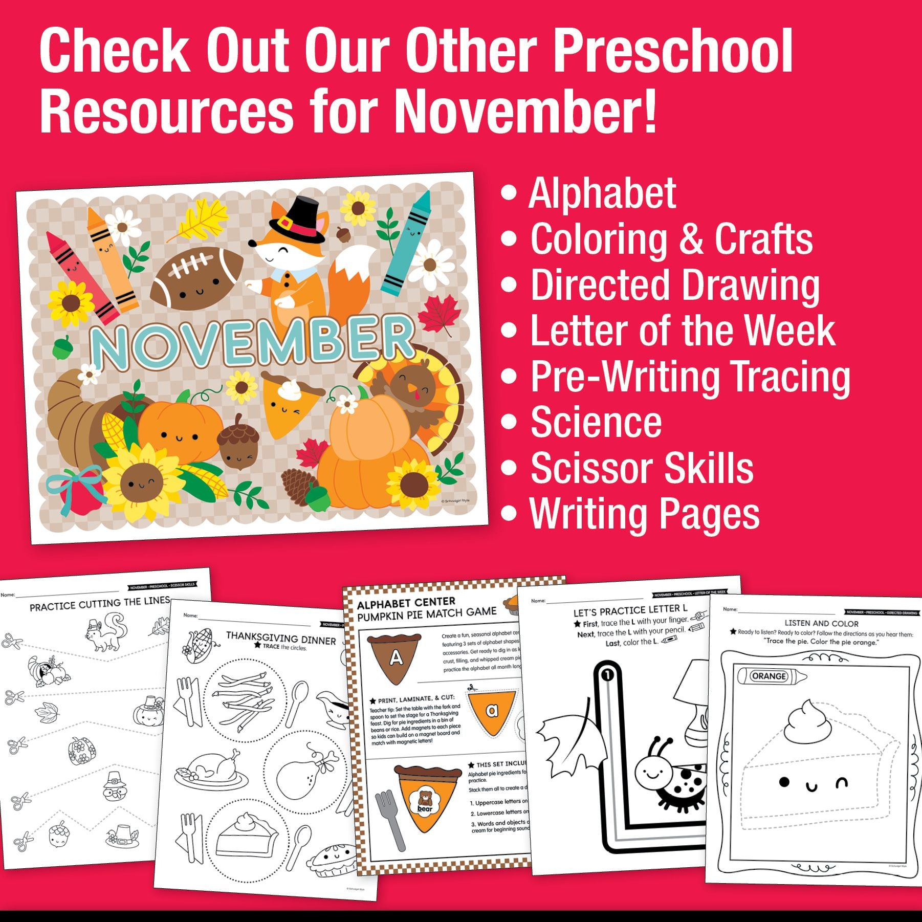 Printable Preschool November Daily Math