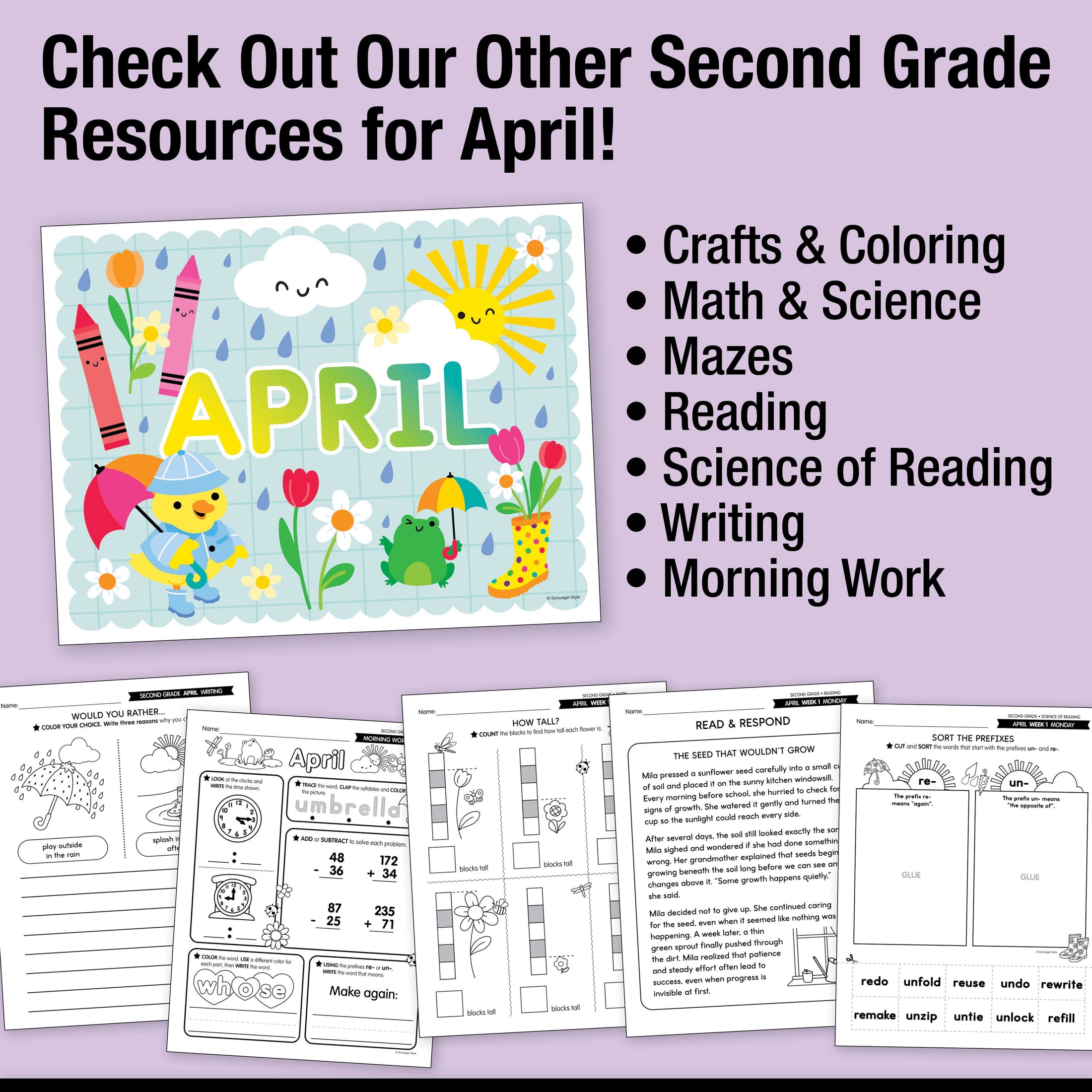 Printable Second Grade April Daily Heart Words