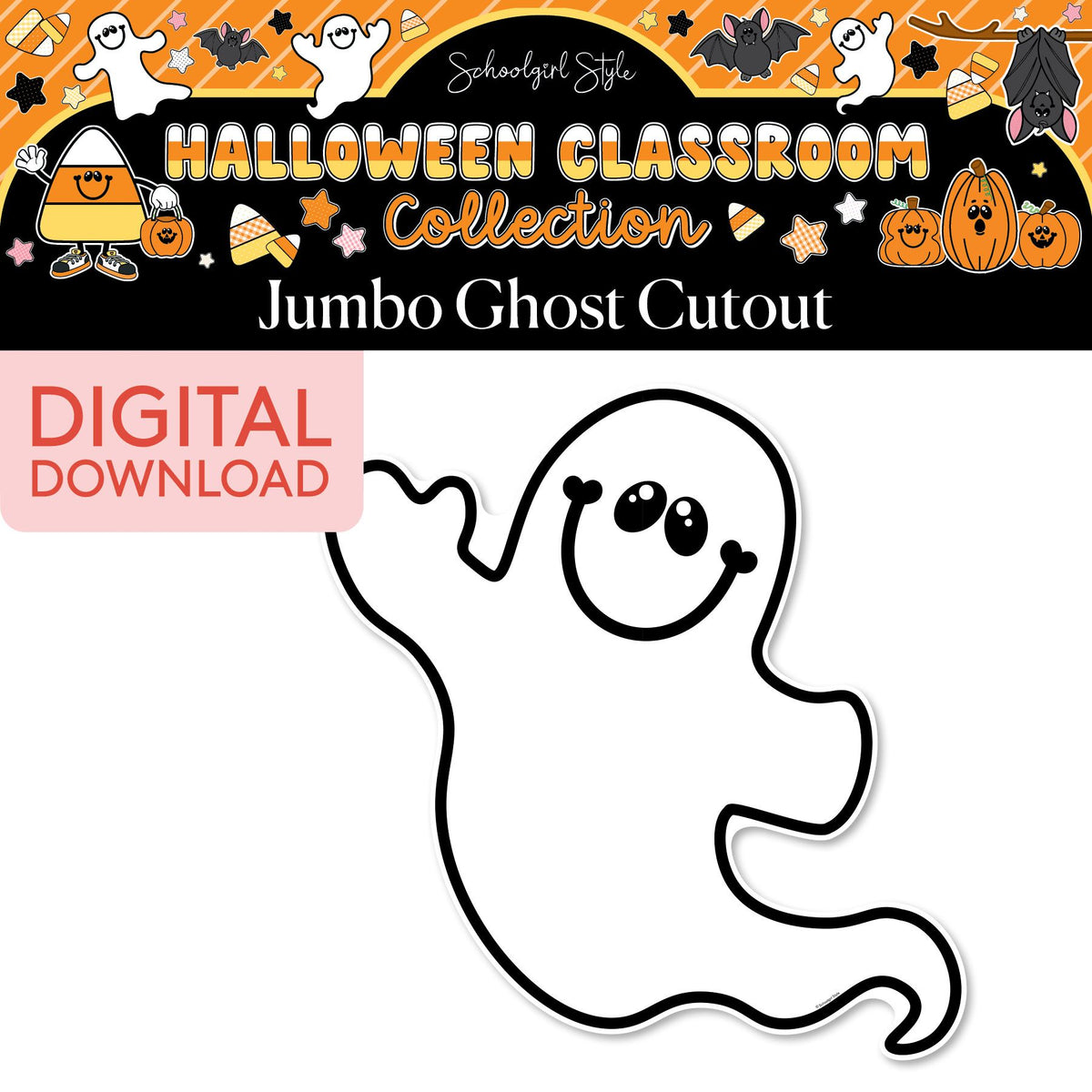 Printable Halloween Ghost Jumbo Cutouts | 90s Teacher