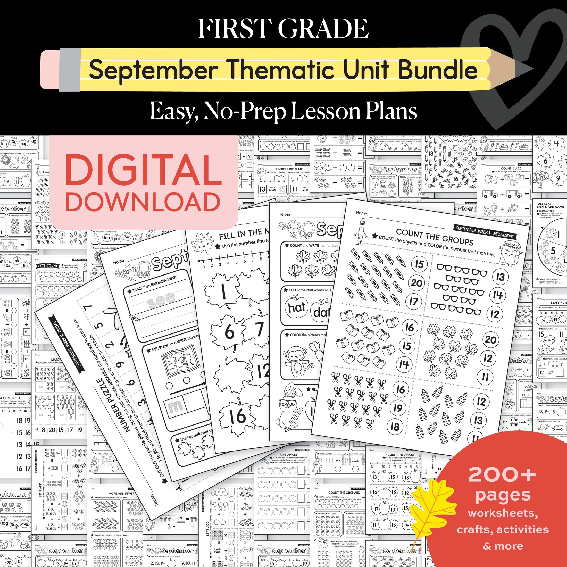 First Grade September Thematic Unit Bundle
