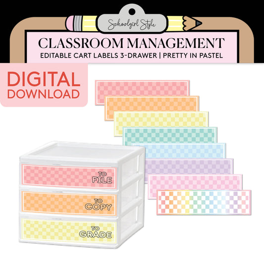 Printable Pastel Three-Drawer Organizer Labels