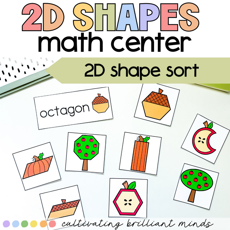 Fall 2D Shapes Sort Math Center | Autumn | Shape Activities | Kindergarten, 1st