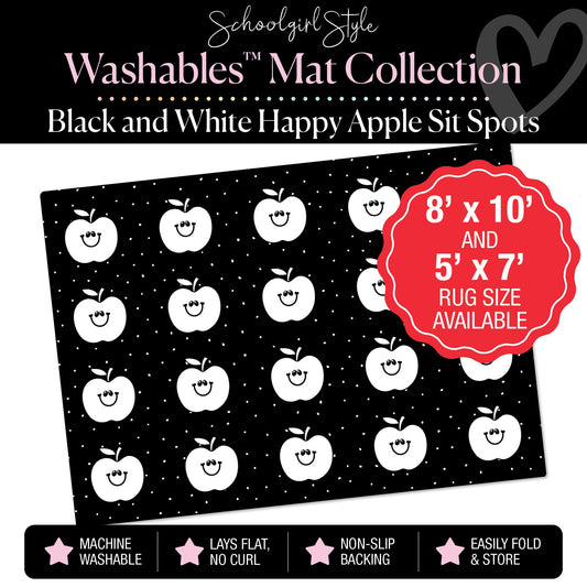 Black and White Apple Sit Spot Classroom Mat by Schoolgirl Style