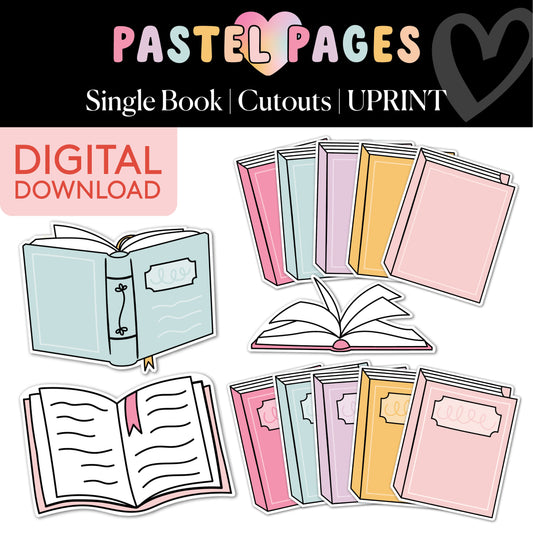Printable Boho Pastel Single Books Bulletin Board Cutouts | Pastel Pages