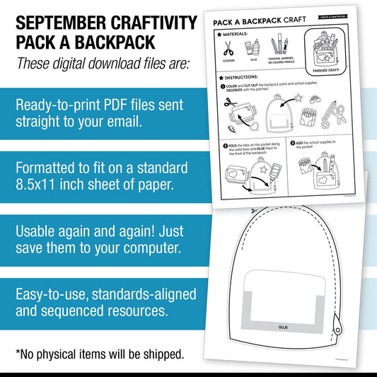Printable September Pack a Backpack Craft